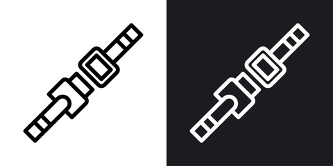 Car seat belt vector icon set in black and white color.