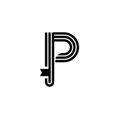 Letter P Book logo icon vector template. Initial letter P book for bookstore, book company, publisher, encyclopedia, library, education logo concept.