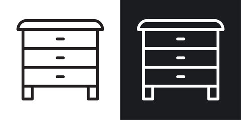 Dresser vector icon set in black and white color.