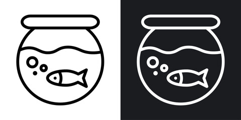 Fish bowl vector icon set in black and white color.