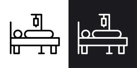 Hospitalized vector icon set in black and white color.