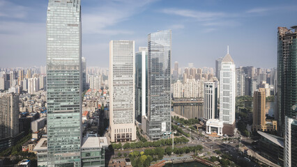 Urban Skyline: Modern Architecture and Cityscape Under Blue Sky