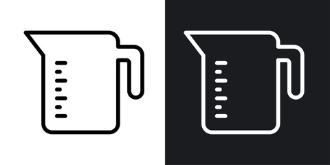 Measuring cup vector icon set in black and white color.