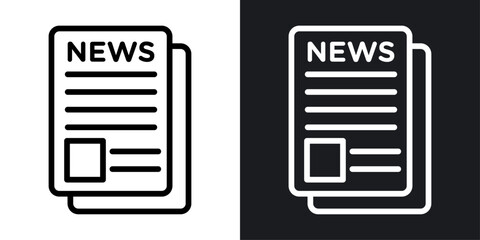 News feed vector icon set in black and white color.