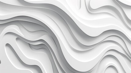 Obraz premium Abstract white wavy background with layered, flowing lines.