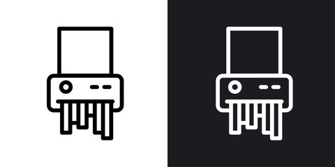 Paper shredder vector icon set in black and white color.