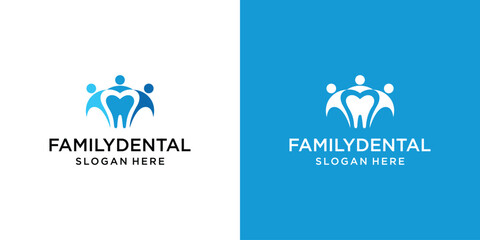 Family Dental Logo Vector, Dental Care Logo, Icon Vector