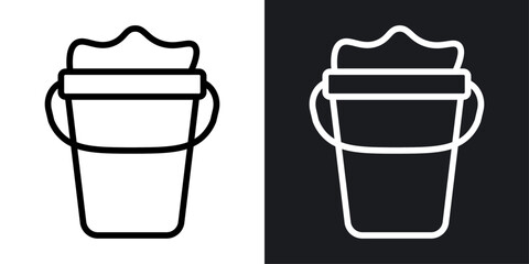 Sand bucket vector icon set in black and white color.