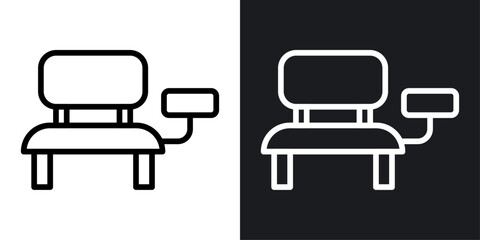 School desk vector icon set in black and white color.