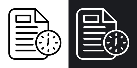 Temporary files vector icon set in black and white color.