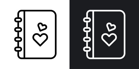 Wedding album vector icon set in black and white color.