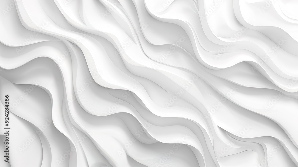 Wall mural abstract white wavy background with smooth flowing lines.