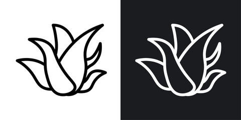 Aloe vera vector icon set in black and white color.