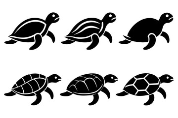 Different style Turtle jumping icons, Set of Turtle icon silhouette vector illustration
