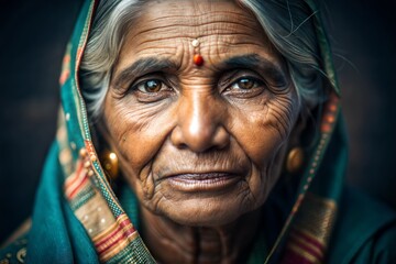 Portrait of an elderly Indian woman