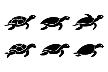 Different style Turtle jumping icons, Set of Turtle icon silhouette vector illustration
