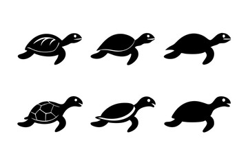 Different style Turtle jumping icons, Set of Turtle icon silhouette vector illustration
