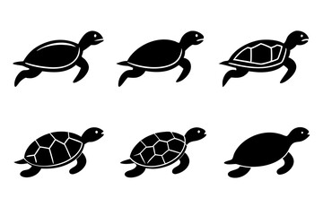 Different style Turtle jumping icons, Set of Turtle icon silhouette vector illustration

