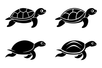 Different style Turtle jumping icons, Set of Turtle icon silhouette vector illustration
