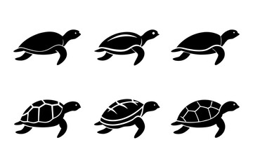 Different style Turtle jumping icons, Set of Turtle icon silhouette vector illustration

