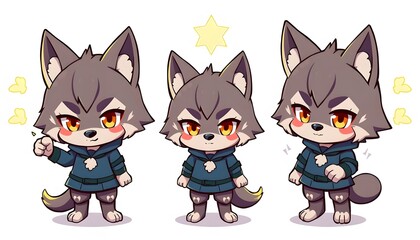 Obraz premium chibi wolf mascot twitch emote 
