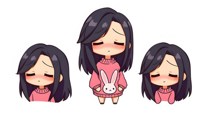 cute girl twitch emote set