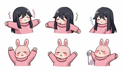 cute girl twitch emote set