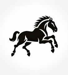 Elegant black silhouette of a galloping horse in motion.