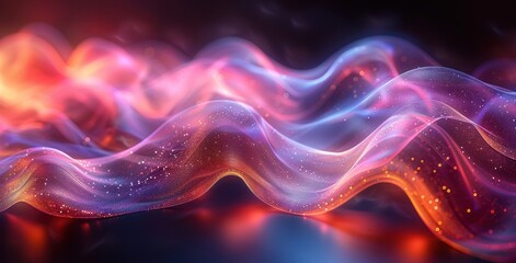 Obraz premium Abstract glowing waves with sparkling lights