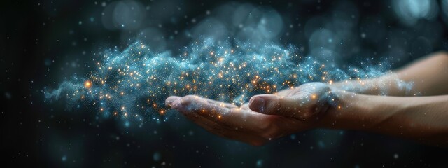 Glowing Cloud Held by Two Hands