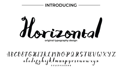 Horizontal Font Stylish brush painted an uppercase vector letters, alphabet, typeface