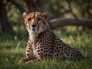 Cheetah Resting in the Grass.