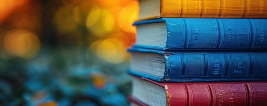 Stack of Books with Blurred Background