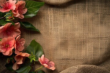 Image of flowers on brown sack background