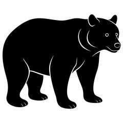 Cute bear isolated on white, bear vector illustration, animal vector art, bear silhouette,  bear vector icon, bear cartoon line art, eps