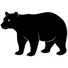 Cute bear isolated on white, bear vector illustration, animal vector art, bear silhouette,  bear vector icon, bear cartoon line art, eps