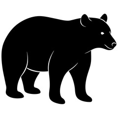 Cute bear isolated on white, bear vector illustration, animal vector art, bear silhouette,  bear vector icon, bear cartoon line art, eps