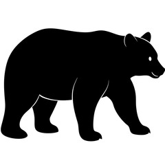 Obraz premium Cute bear isolated on white, bear vector illustration, animal vector art, bear silhouette, bear vector icon, bear cartoon line art, eps