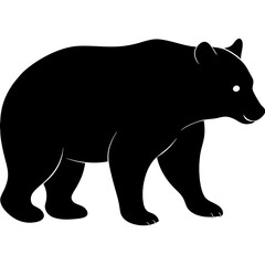 Cute bear isolated on white, bear vector illustration, animal vector art, bear silhouette,  bear vector icon, bear cartoon line art, eps