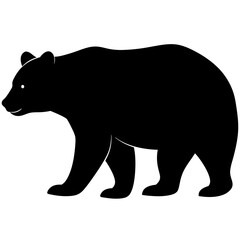 Cute bear isolated on white, bear vector illustration, animal vector art, bear silhouette,  bear vector icon, bear cartoon line art, eps
