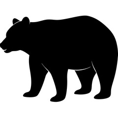 Cute bear isolated on white, bear vector illustration, animal vector art, bear silhouette,  bear vector icon, bear cartoon line art, eps