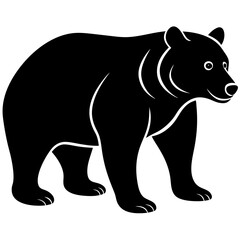 Cute bear isolated on white, bear vector illustration, animal vector art, bear silhouette,  bear vector icon, bear cartoon line art, eps