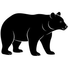 Cute bear isolated on white, bear vector illustration, animal vector art, bear silhouette,  bear vector icon, bear cartoon line art, eps