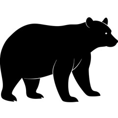 Cute bear isolated on white, bear vector illustration, animal vector art, bear silhouette,  bear vector icon, bear cartoon line art, eps