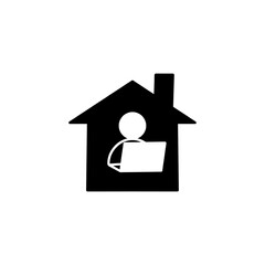 People icon with laptops at home. Work at home icon. simple design editable. Design template vector