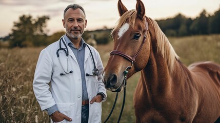 The veterinarian with horse 