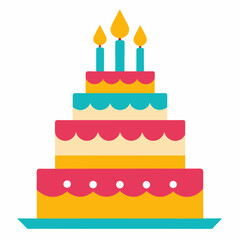 birthday cake with candles isolated on white, birthday cake vector illustration, food vector art, birthday cake with candles silhouette,  cake vector icon, cake cartoon line art, eps
