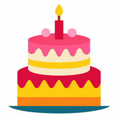 birthday cake with candles isolated on white, birthday cake vector illustration, food vector art, birthday cake with candles silhouette,  cake vector icon, cake cartoon line art, eps