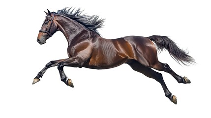 Fototapeta premium Beautiful jumping horse isolated on white background.