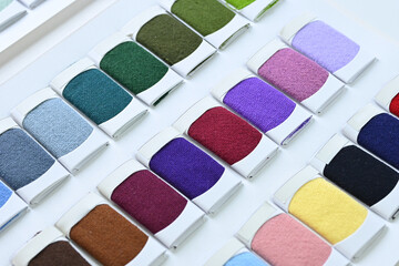 sample color shade of colorful fabric textile of clothing industry
